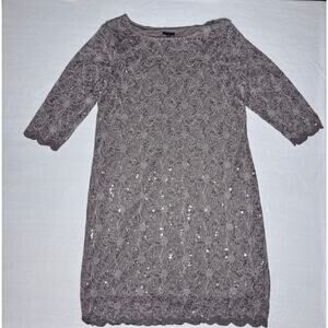 Tiana Curvy 20W Gray Lace Sequin Dress